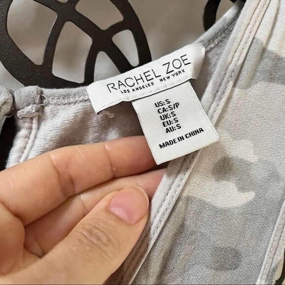 RACHEL ZOE Printed Scoop Neck Jumpsuit In Grey Camo S - Picture 6 of 9